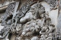 Hoysaleshwara Temple wall carving of lord ganesha elephant god - trunk turned to his right side