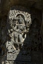 Sculpture and frieze on the outer walls of Hoysaleswara Temple at Halebidu , Karnataka, India