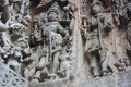 Hoysaleswara Temple outer wall carved with sculpture of Lord shiva as Bhairava