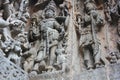 Hoysaleswara Temple outer wall carved with sculpture of lord shiva in the form of Bhairava