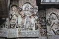 Hoysaleswara Temple outside wall carved with the sculpture of Mansana Bhairava