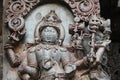 Hoysaleswara Temple wall carved with sculpture of Mansana Bhairava lord shiva