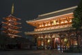 Hozomon (Treasure-House Gate), Asakusa Shrine, Senso-ji Temple at night (Taito, Tokyo, Japan) Royalty Free Stock Photo