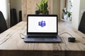 HP laptop on table with Microsoft Teams on screen Royalty Free Stock Photo