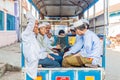 HPA AN, MYANMAR - DECEMBER 12, 2016: Muslim boys traveling on a truck in Hpa A