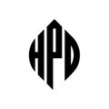 HPD circle letter logo design with circle and ellipse shape. HPD ellipse letters with typographic style. The three initials form a Royalty Free Stock Photo