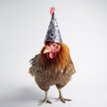 A Hppy Chicken Wearing A Birthday Party Hat