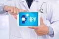 HPV CONCEPT Virus vaccine with syringe HPV criteria for pap smear slide cytology.