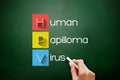 HPV - Human Papilloma Virus acronym on blackboard Royalty Free Stock Photo