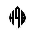 HQB circle letter logo design with circle and ellipse shape. HQB ellipse letters with typographic style. The three initials form a