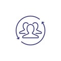 Hr employee retention staff icon. Update resource change human logo arrow concept
