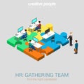 HR gathering team solution flat 3d web isometric concept