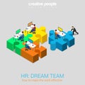 HR human relations dream team flat 3d web isometric concept