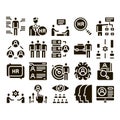 Hr Human Resources Glyph Set Vector Royalty Free Stock Photo