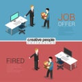 HR job offer fired dismissal flat 3d isometric modern concept