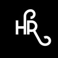HR letter logo design on black background. HR creative initials letter logo concept. hr letter design. HR white letter design on Royalty Free Stock Photo
