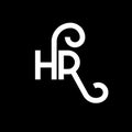 HR letter logo design on black background. HR creative initials letter logo concept. hr letter design. HR white letter design on Royalty Free Stock Photo
