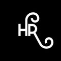 HR letter logo design on black background. HR creative initials letter logo concept. hr letter design. HR white letter design on Royalty Free Stock Photo
