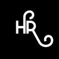 HR letter logo design on black background. HR creative initials letter logo concept. hr letter design. HR white letter design on Royalty Free Stock Photo