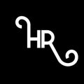 HR letter logo design on black background. HR creative initials letter logo concept. hr letter design. HR white letter design on Royalty Free Stock Photo