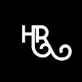 HR letter logo design on black background. HR creative initials letter logo concept. hr letter design. HR white letter design on Royalty Free Stock Photo