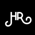 HR letter logo design on black background. HR creative initials letter logo concept. hr letter design. HR white letter design on Royalty Free Stock Photo