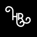 HR letter logo design on black background. HR creative initials letter logo concept. hr letter design. HR white letter design on Royalty Free Stock Photo