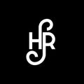 HR letter logo design on black background. HR creative initials letter logo concept. hr letter design. HR white letter design on Royalty Free Stock Photo