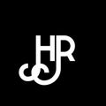 HR letter logo design on black background. HR creative initials letter logo concept. hr letter design. HR white letter design on Royalty Free Stock Photo