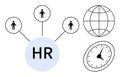 HR Management Concept with Global Network, Workforce, and Time Elements Royalty Free Stock Photo