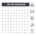 Hr manager line icons, signs, vector set, outline illustration concept