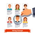 HR manager looking on candidates. Hiring concept