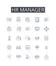 Hr manager line icons collection. Relax, Serenity, Calm, Tranquility, Ease, Peace, Mellow vector and linear illustration