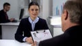 HR manager refusing female applicant, crossed name in resume, failed interview