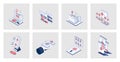 HR process concept of isometric icons in 3d isometry design for web Royalty Free Stock Photo