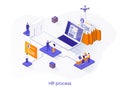 HR process isometric web banner. Royalty Free Stock Photo