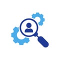 HR Search Person Silhouette Icon. Job Hire Human Resource Color Pictogram. Find Talent Employee Icon. Career Hiring