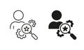 HR Search Person Silhouette and Line Icon Set. Hire on Job, Human Resource Pictogram. Find Talent Employee. Career Royalty Free Stock Photo