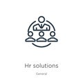 Hr solutions icon. Thin linear hr solutions outline icon isolated on white background from general collection. Line vector hr