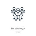 Hr strategy icon. Thin linear hr strategy outline icon isolated on white background from general collection. Line vector hr