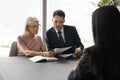 HR team reviewing paper resume of job candidate Royalty Free Stock Photo