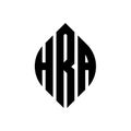HRA circle letter logo design with circle and ellipse shape. HRA ellipse letters with typographic style. The three initials form a