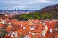 Hradcany district Prague city panorama at twilight Czech Republic Royalty Free Stock Photo