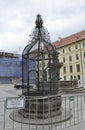 Hradcany Palace Courtyard fountain Cage from Prague in Czech Republic