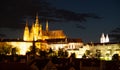 Hradcany with Prague Castle and St Vitus Cathedral by night. Prague, Czech Republic Royalty Free Stock Photo