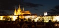 Hradcany with Prague Castle and St Vitus Cathedral by night. Prague, Czech Republic Royalty Free Stock Photo