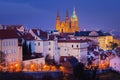 Hradcany with Prague castle during twilight Royalty Free Stock Photo