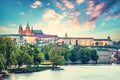 Hradcany in Prague, Czech Republic. St. Vitus Cathedral at night Royalty Free Stock Photo