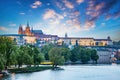 Hradcany in Prague, Czech Republic. St. Vitus Cathedral at night Royalty Free Stock Photo