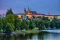 Hradcany and Vltava river in the night, Prague, Czech Republic Royalty Free Stock Photo